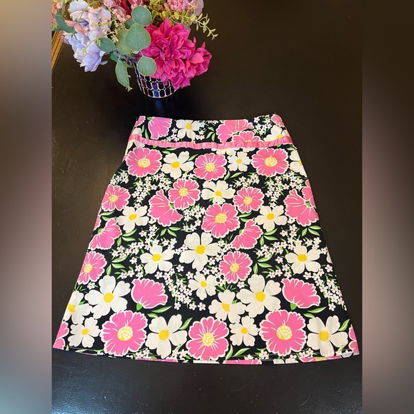 Star City Y2K Pink Black Floral Daisy A Line Knee Length Skirt Sz 7 Barbiecore - Picture 5 of 11